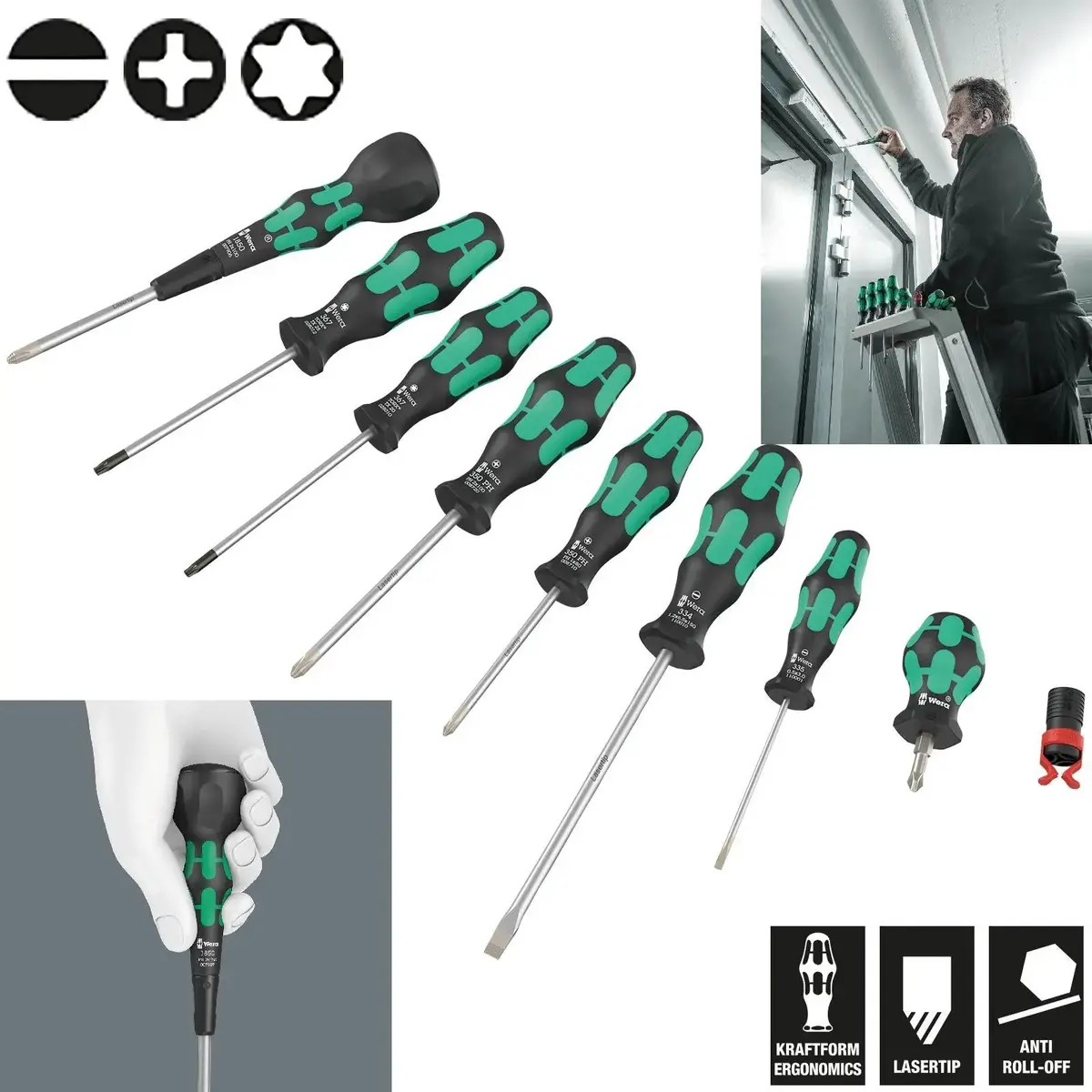 Wera Screwdriver Set 9527 Ball Grip Set 1 Phillips Torx Slotted 9 Pieces 1