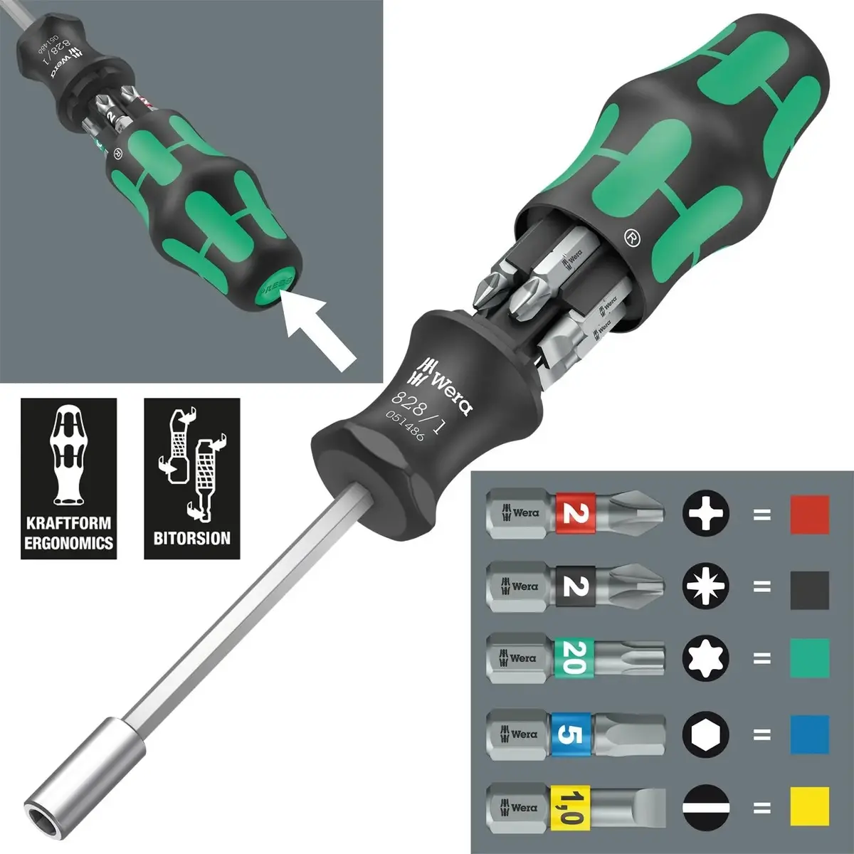 Wera Screwdriver Set Bit Holding 7 Piece Kraftform Kompakt 27 Set 1 1