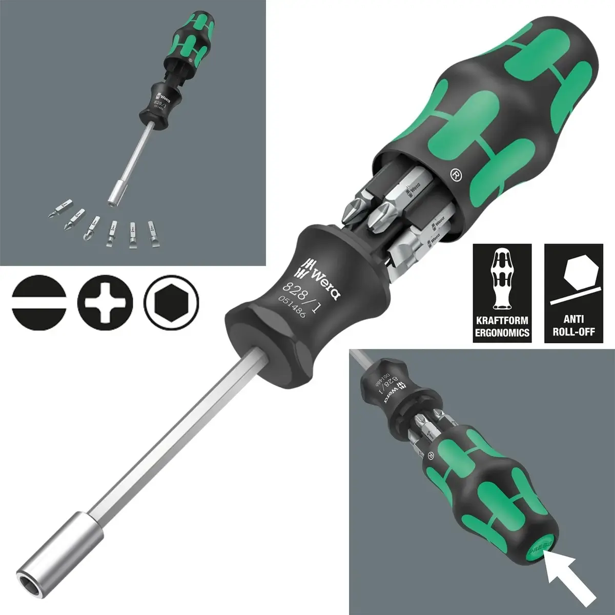 Wera Screwdriver Set Bit Holding 7 Piece Kraftform Kompakt 27 Set 2 1
