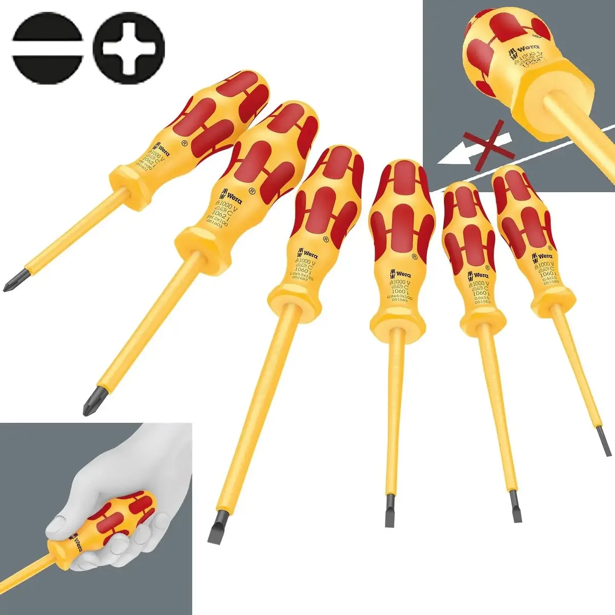 Wera Screwdriver Set Kraftform Vde 6 Pieces Phillips Slotted 1060 I/1062 I/6 1