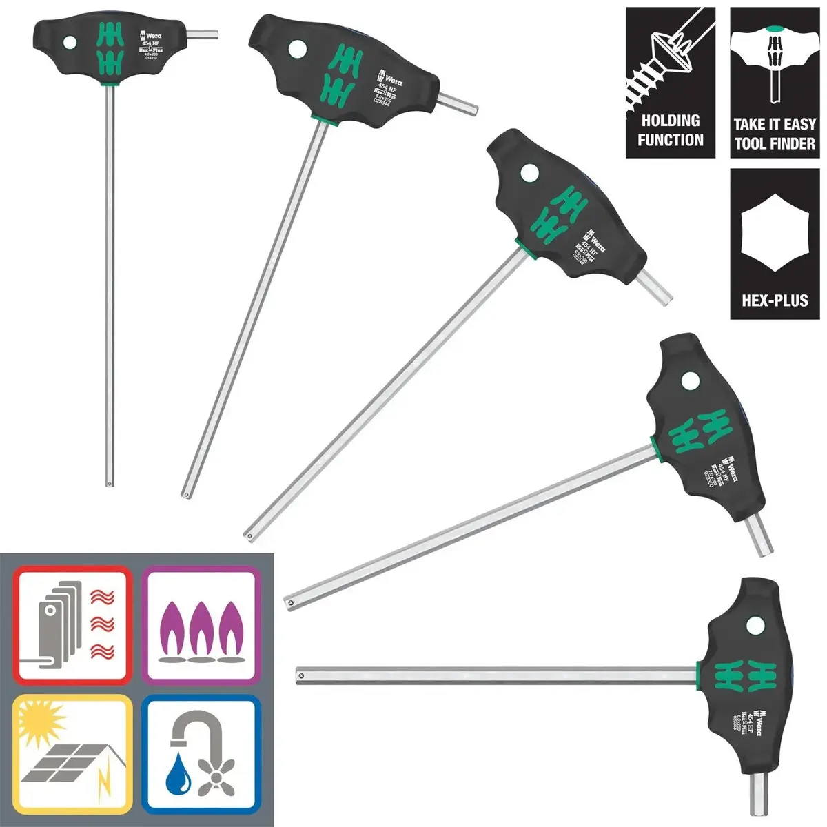 Wera Screwdriver Set T-Handle Hex Holding Function 454/5 Hf Shk Set 1 5 Pieces 4-8Mm 1