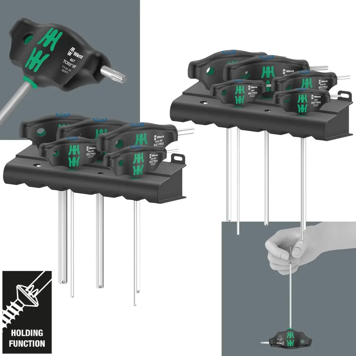 Wera Screwdriver Set T-Handle Hex Plus With Holding Function 10 Piece 454/10 Hf Set Imperial 1 1