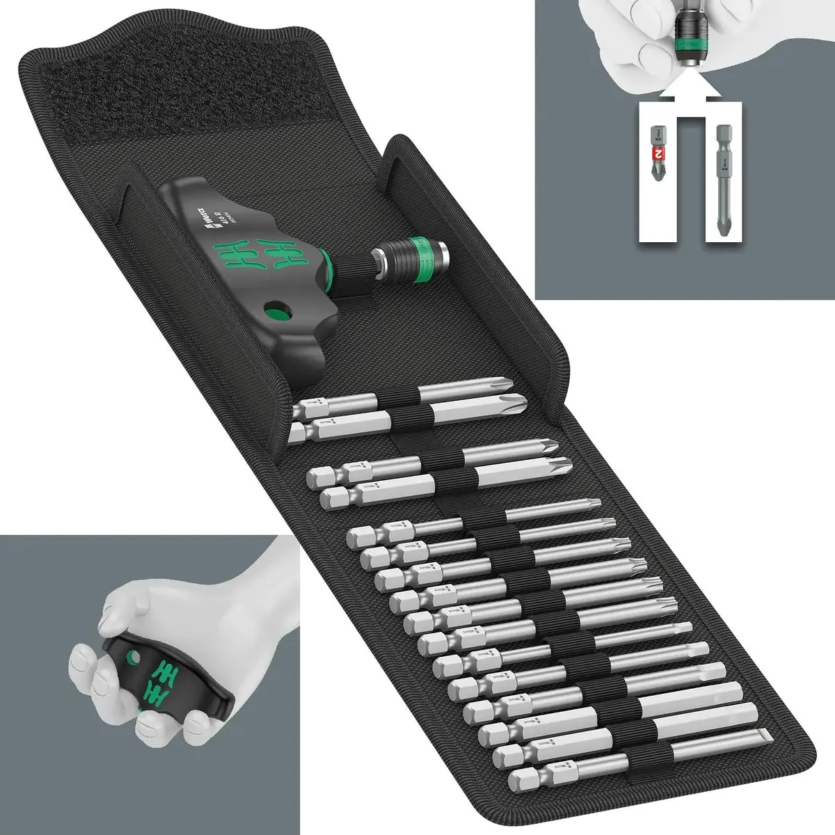 Wera Screwdriver Set T-Handle Kraftform Kompakt 400 17 Piece Pz Ph Tx Sl Hex 1