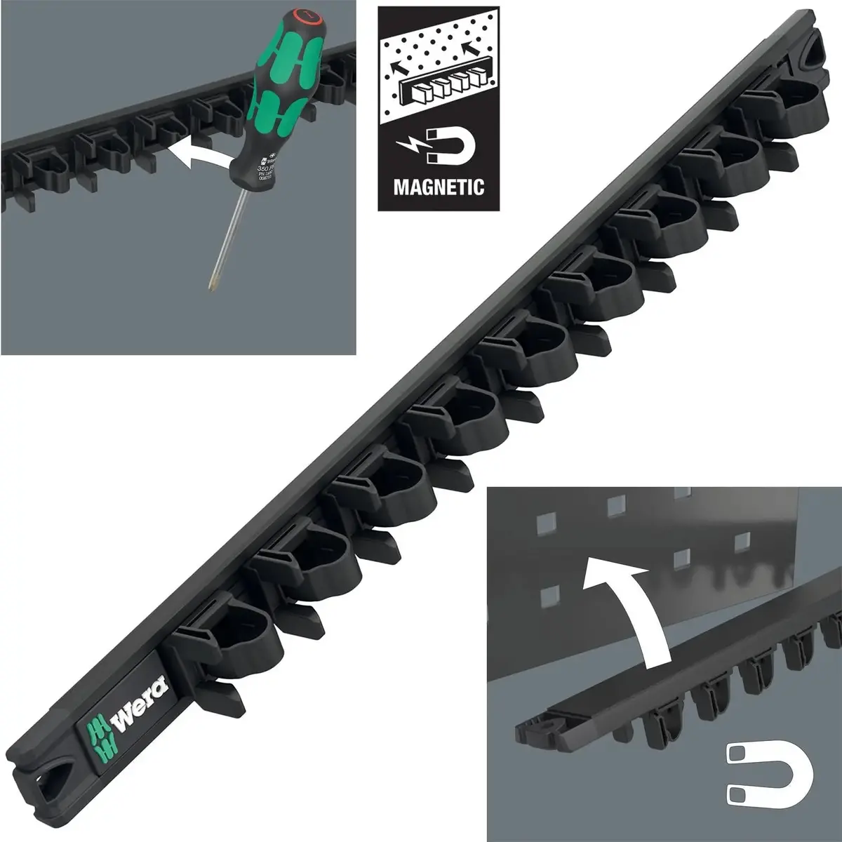 Wera Screwdriver Storage Rack 9611 Magnetic Rail For 9 Kraftform Screwdrivers Empty 1