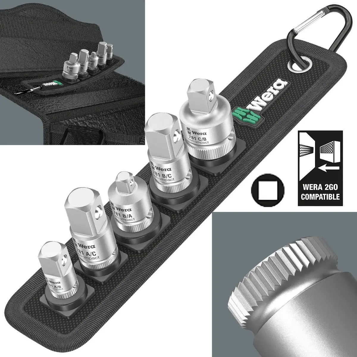 Wera Socket Adaptor Zyklop 781/5 Set 1 6 Piece On Belt Clip 1