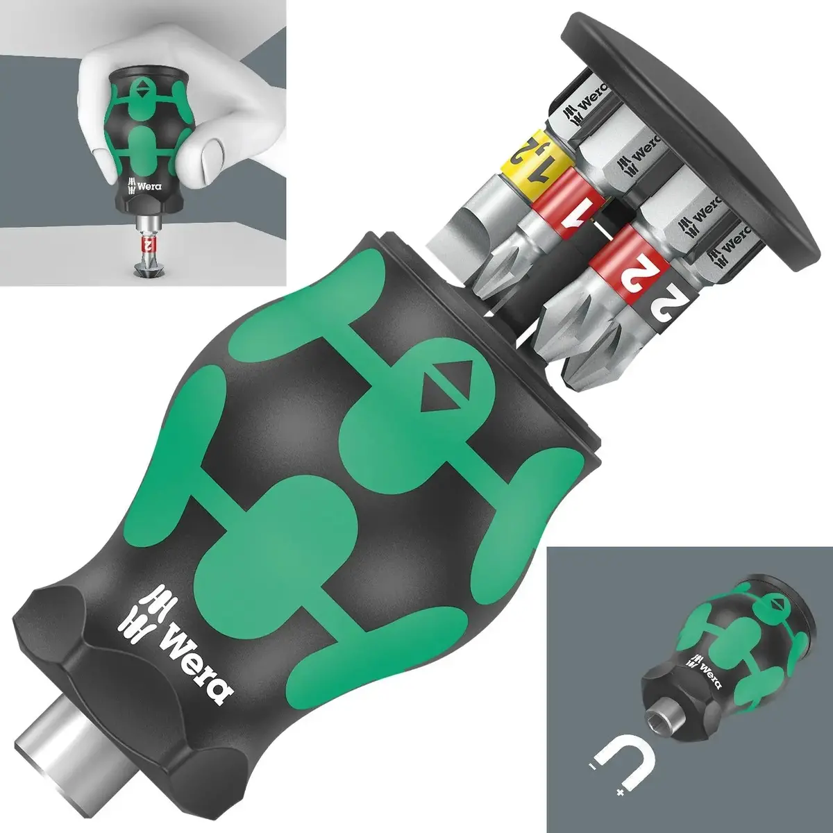 Wera Stubby Screwdriver Kraftform Kompakt Magazine 2 6 Piece Ph Pz Sl 1