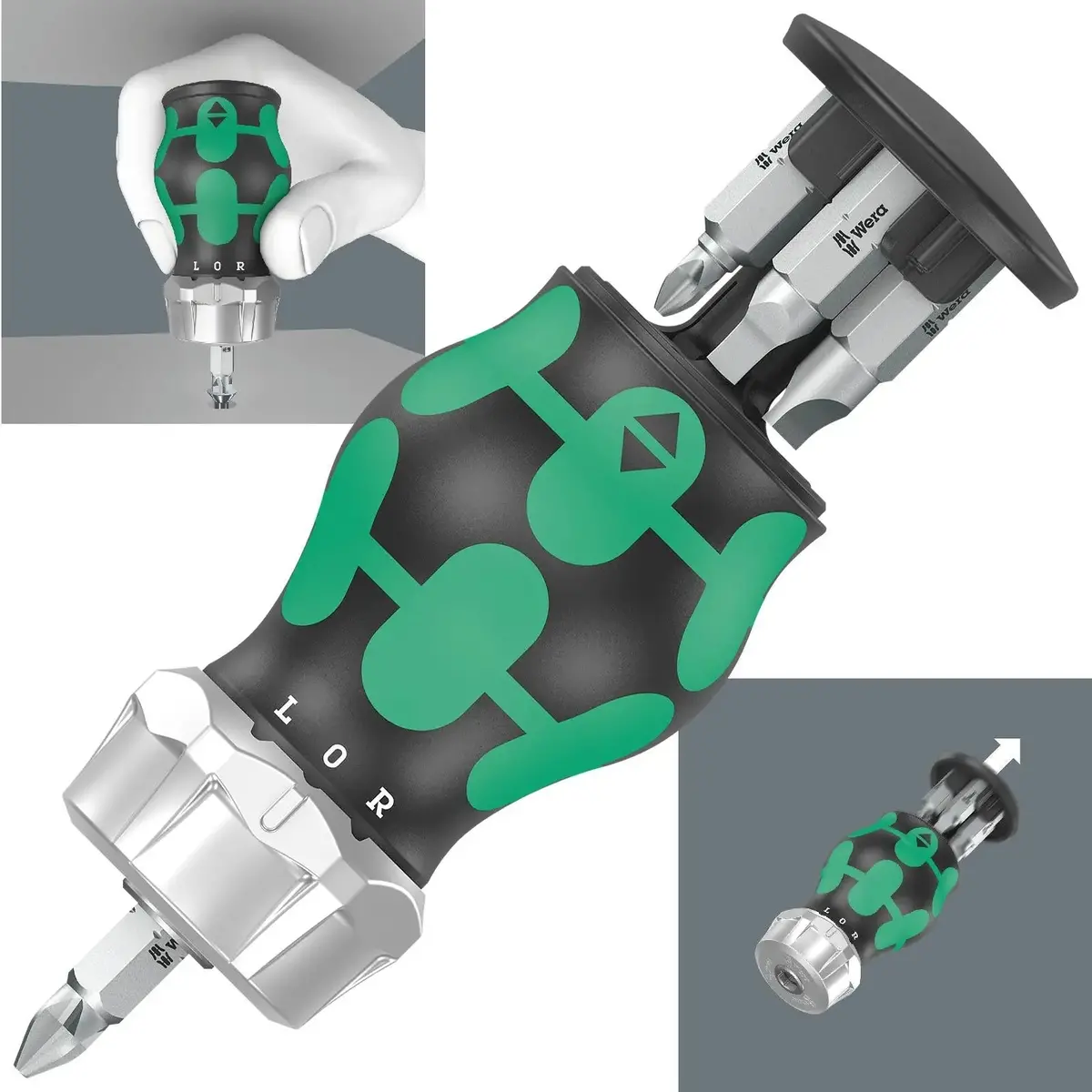 Wera Stubby Screwdriver Ratchet Function Kraftform Kompakt Magazine Ra 4 6 Piece Ph Sl Sq 1
