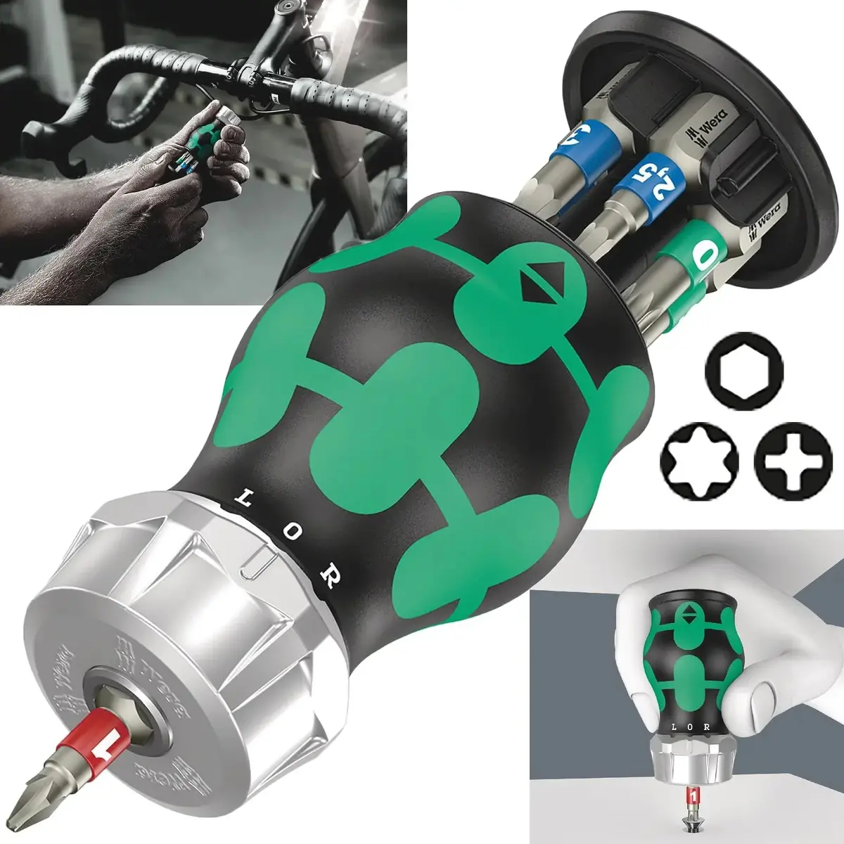 Wera Stubby Screwdriver Set Ratchet Action Bicycle Set 5 Stainless Steel Bits 7 Pieces 1