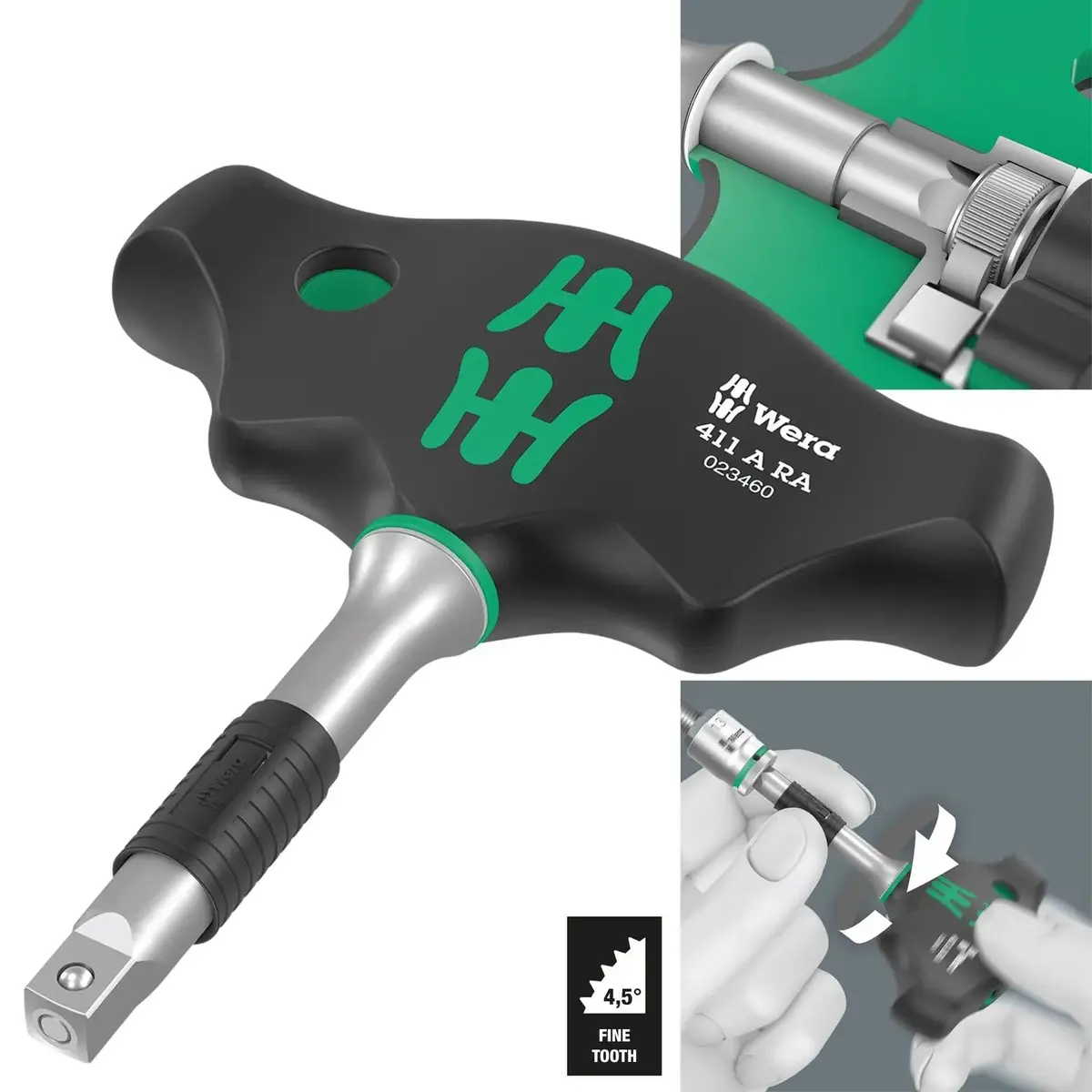 Wera T-Handle Adaptor Screwdriver 1/4" Drive With Ratchet Function 411 A Ra 1