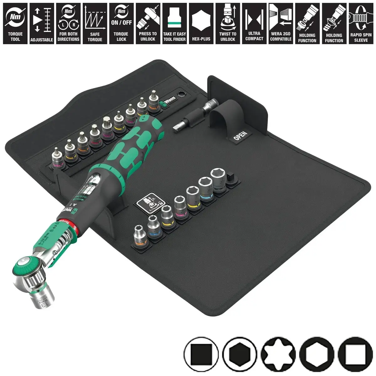 Wera Torque Wrench Kit 1/4" Drive 2-12 Nm Safe Torque A 1 Shk Set 1 20 Pieces Tx Hex 5.5-13Mm Sockets 1