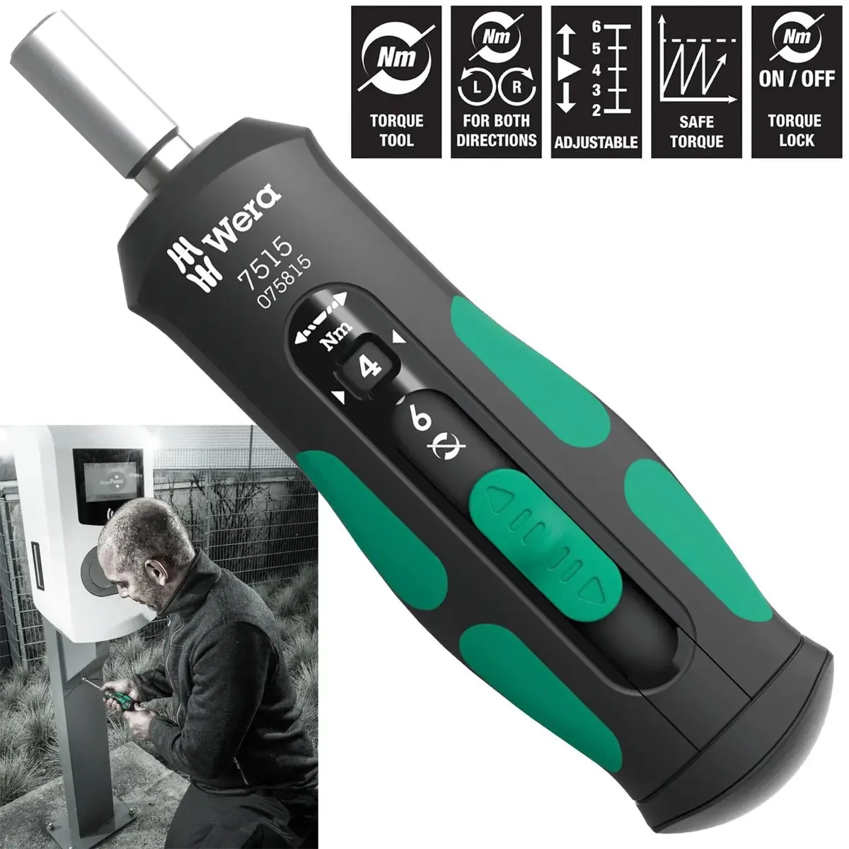 Wera Torque Wrench Screwdriver 1/4" Hex 7515 Kraftform Safe Torque Speed Torque 2-6 Nm 1
