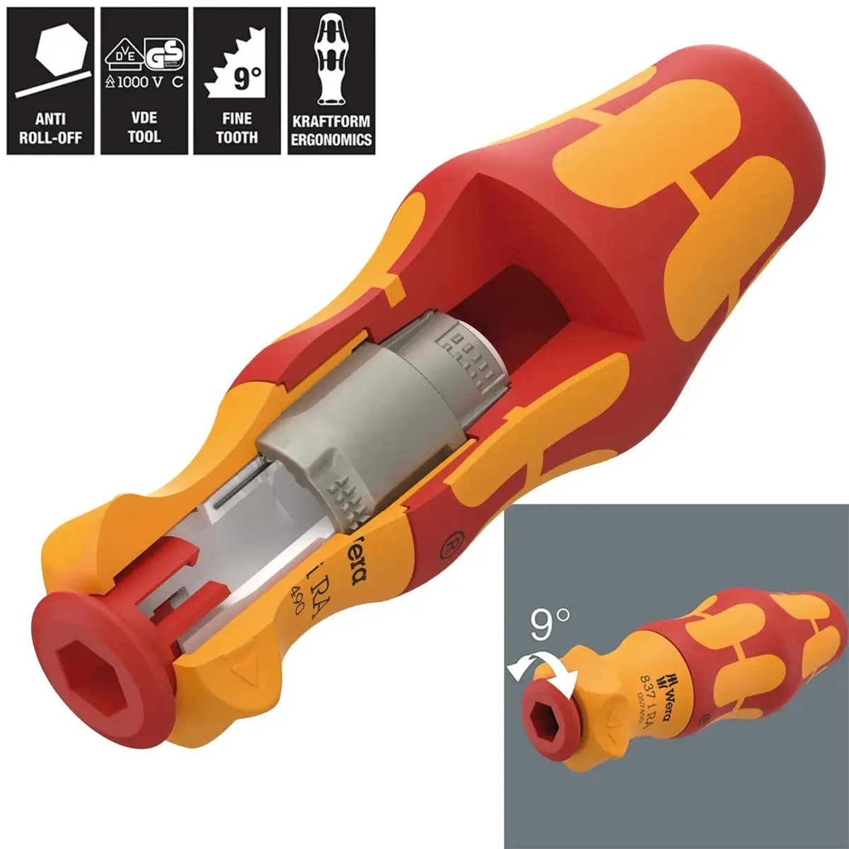 Wera Vde Ratchet Screwdriver Handle Kk 837 I Ra Kraftform Kompakt 1