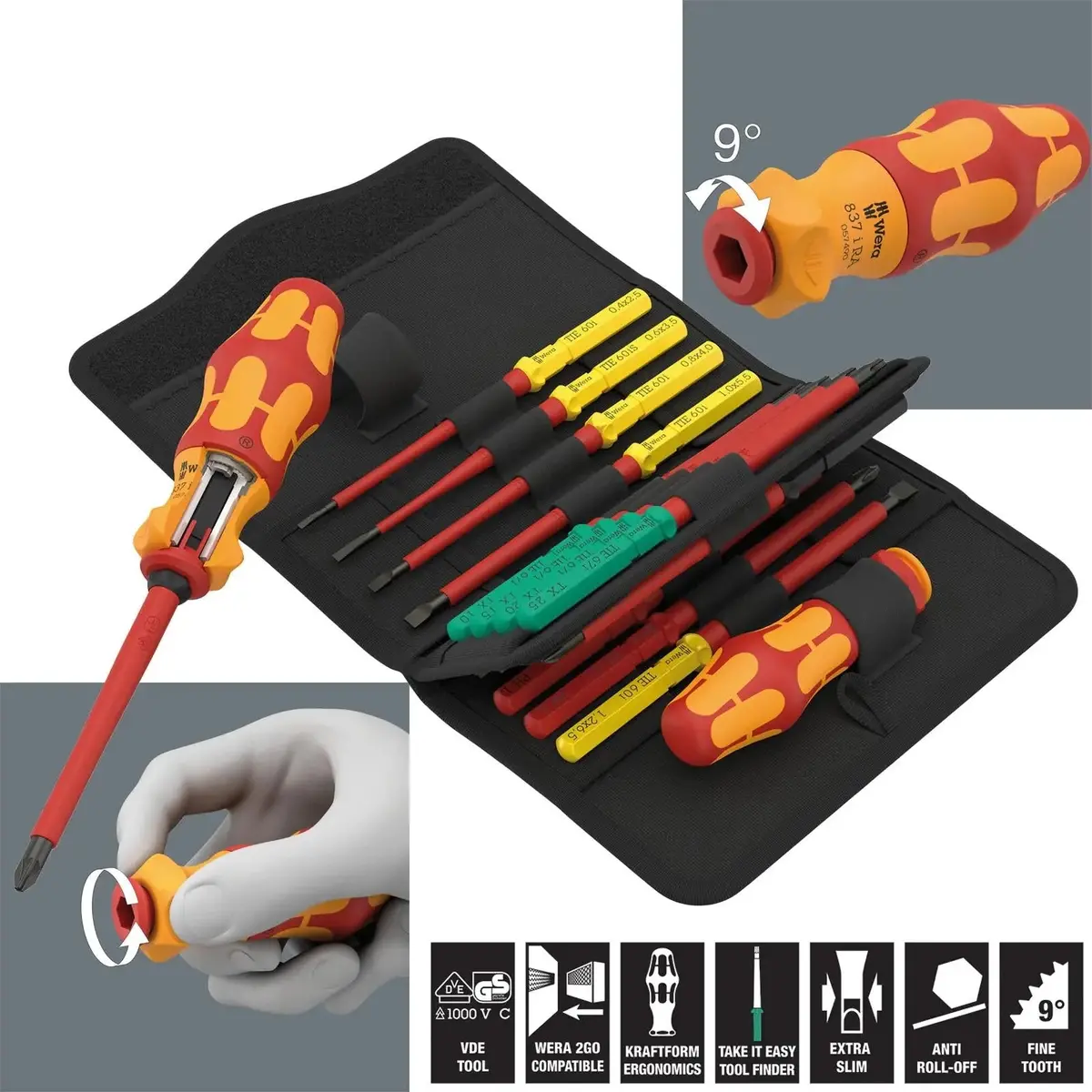 Wera Vde Ratchet Screwdriver Set Take It Easy Kraftform Kompakt Kk Vde 17 Ra 1 17 Pieces Ph Pz Pz/S Tx Sl 1