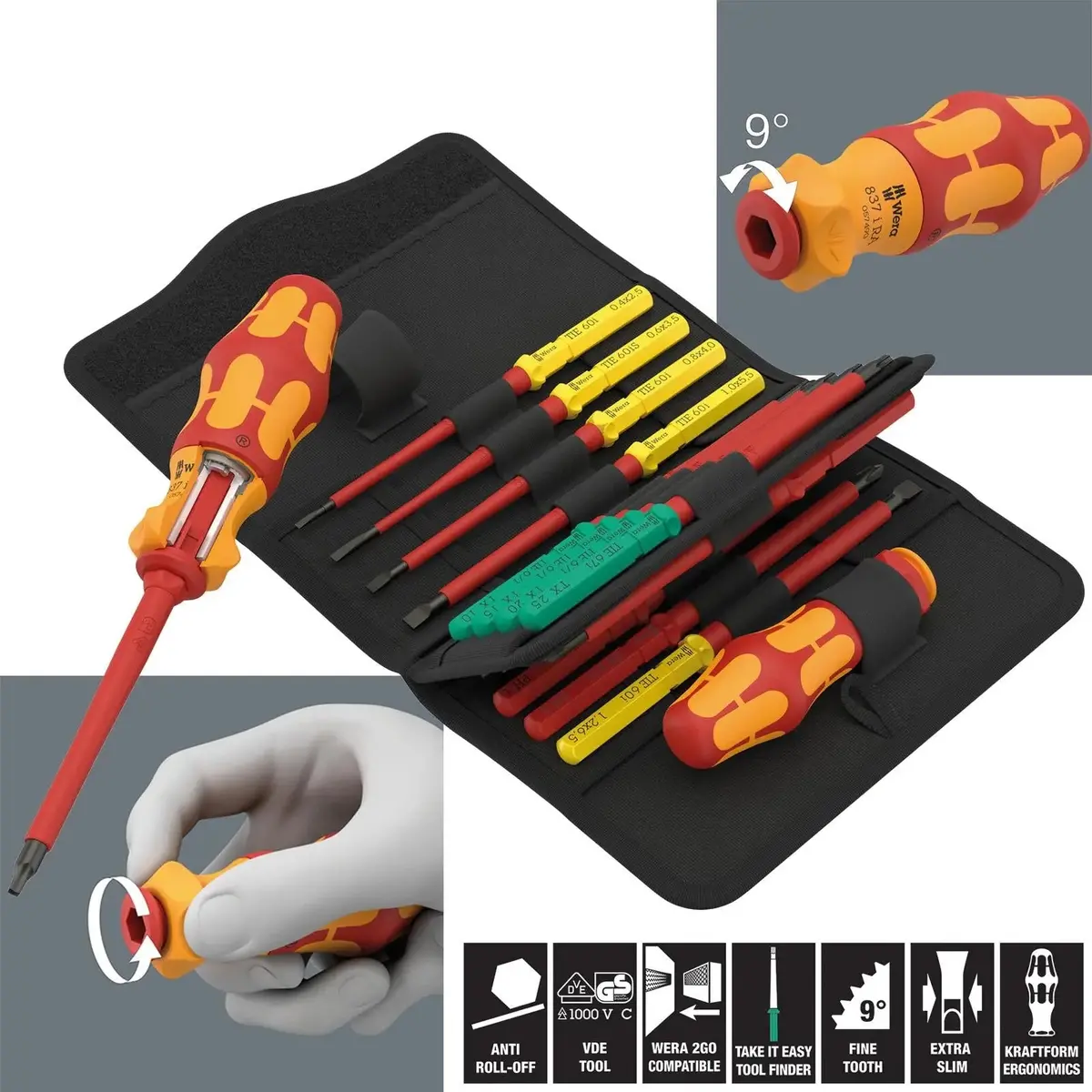Wera Vde Ratchet Screwdriver Set Take It Easy Kraftform Kompakt Kk Vde 17 Ra Imperial 1 17 Pieces Ph Pz/S Tx Sl Sq 1