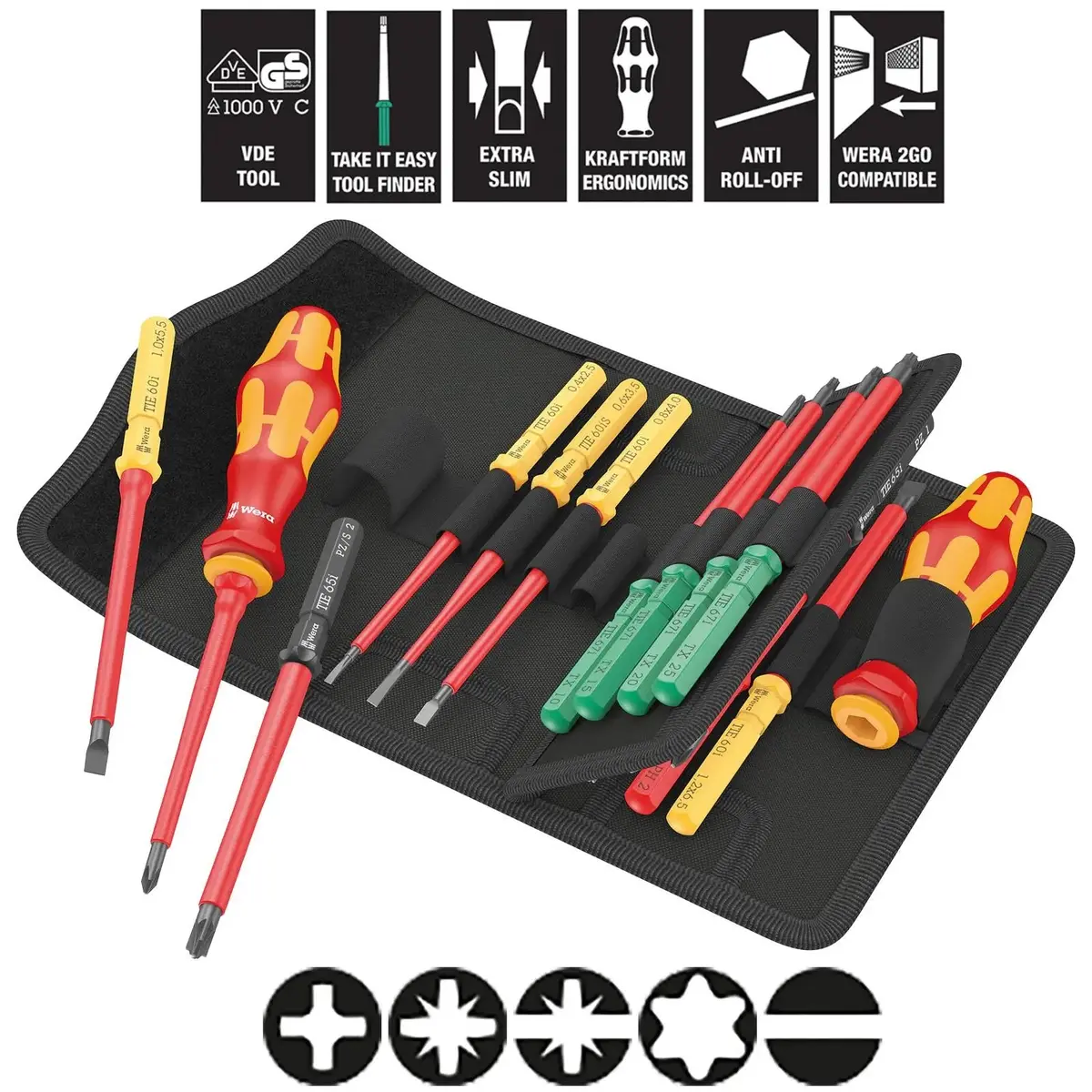 Wera Vde Screwdriver Set Take It Easy Kraftform Kompakt Kk Vde 17 Universal 1 Tool Finder 17 Pieces Ph Pz Pz/Z Sl Tx 1