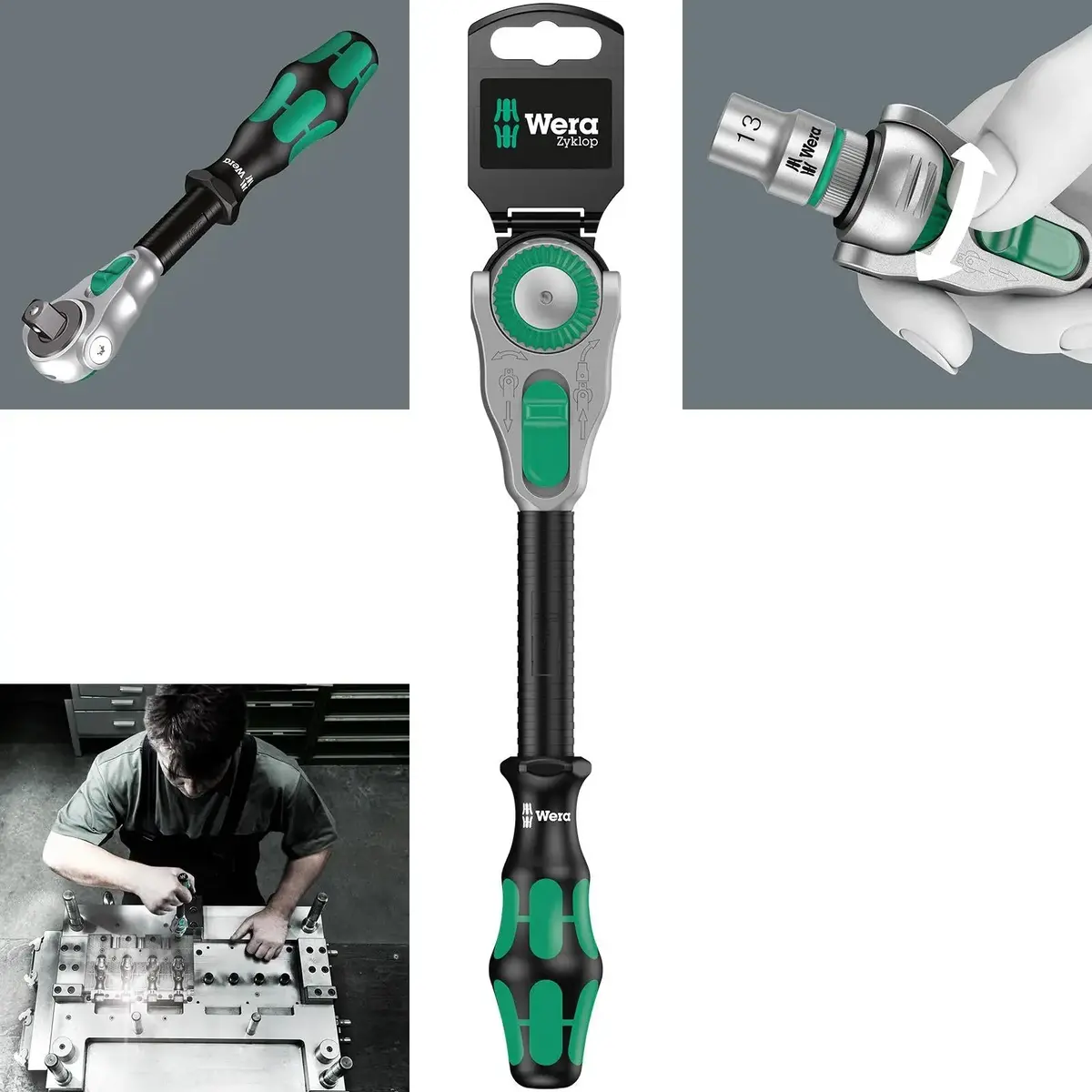 Wera Zyklop Speed Ratchet Wrench 8000C Sb 1/2" Drive 277Mm 72 Tooth 1