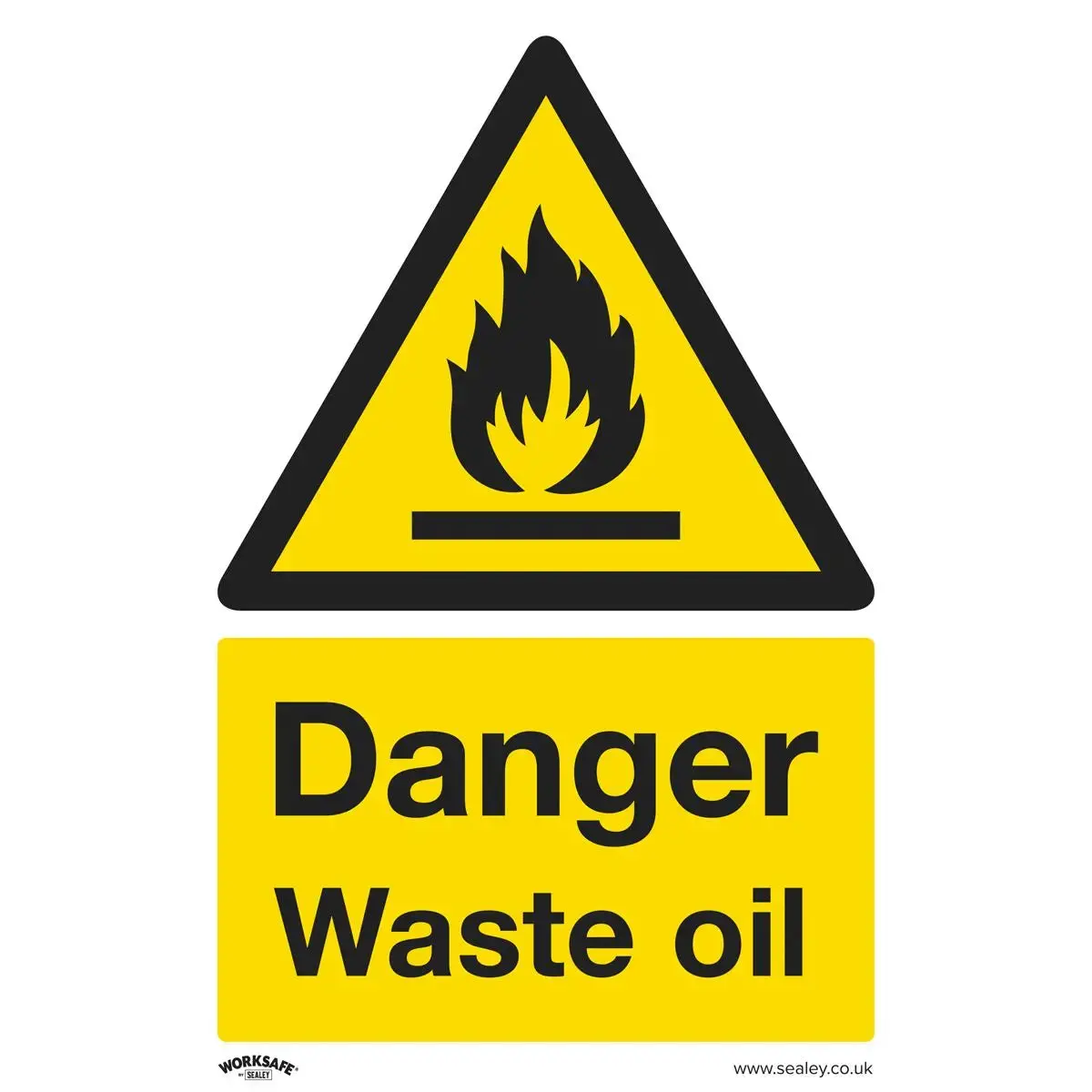 Worksafe By Sealey Danger Waste Oil Safety Sign - Self-Adhesive Vinyl 1