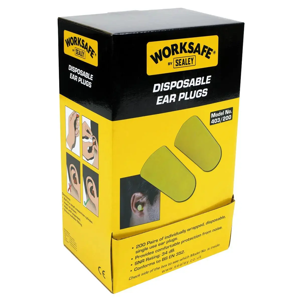 Worksafe By Sealey Ear Plugs Disposable - 200 Pairs 1