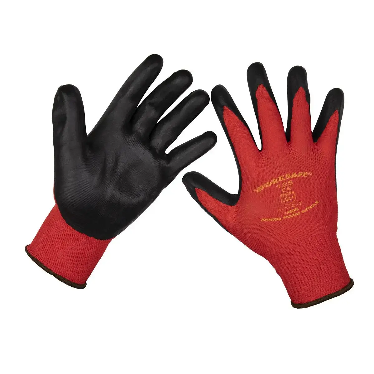 Worksafe By Sealey Flexi Grip Nitrile Palm Gloves (Large) - Pack Of 6 Pairs 1