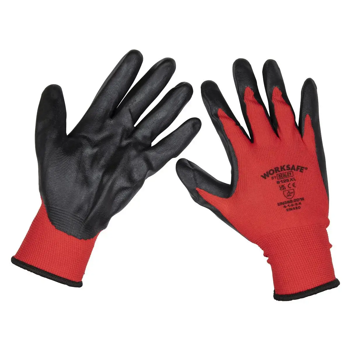 Worksafe By Sealey Flexi Grip Nitrile Palm Gloves (X-Large) - Pack Of 6 Pairs 1