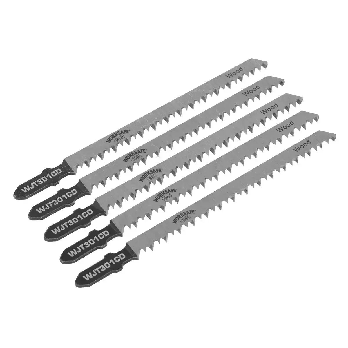 Worksafe By Sealey Jigsaw Blade Wood & Plastics 90Mm 8Tpi - Pack Of 5 1