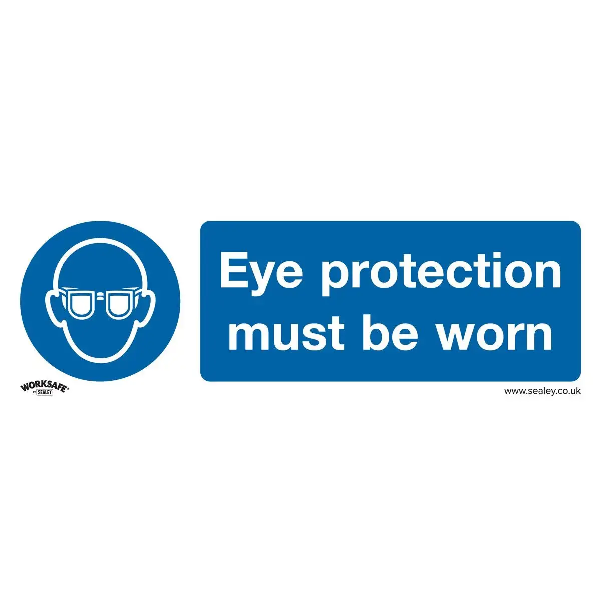 Worksafe By Sealey Mandatory Safety Sign - Eye Protection Must Be Worn - Self-Adhesive Vinyl - Pack Of 10 1