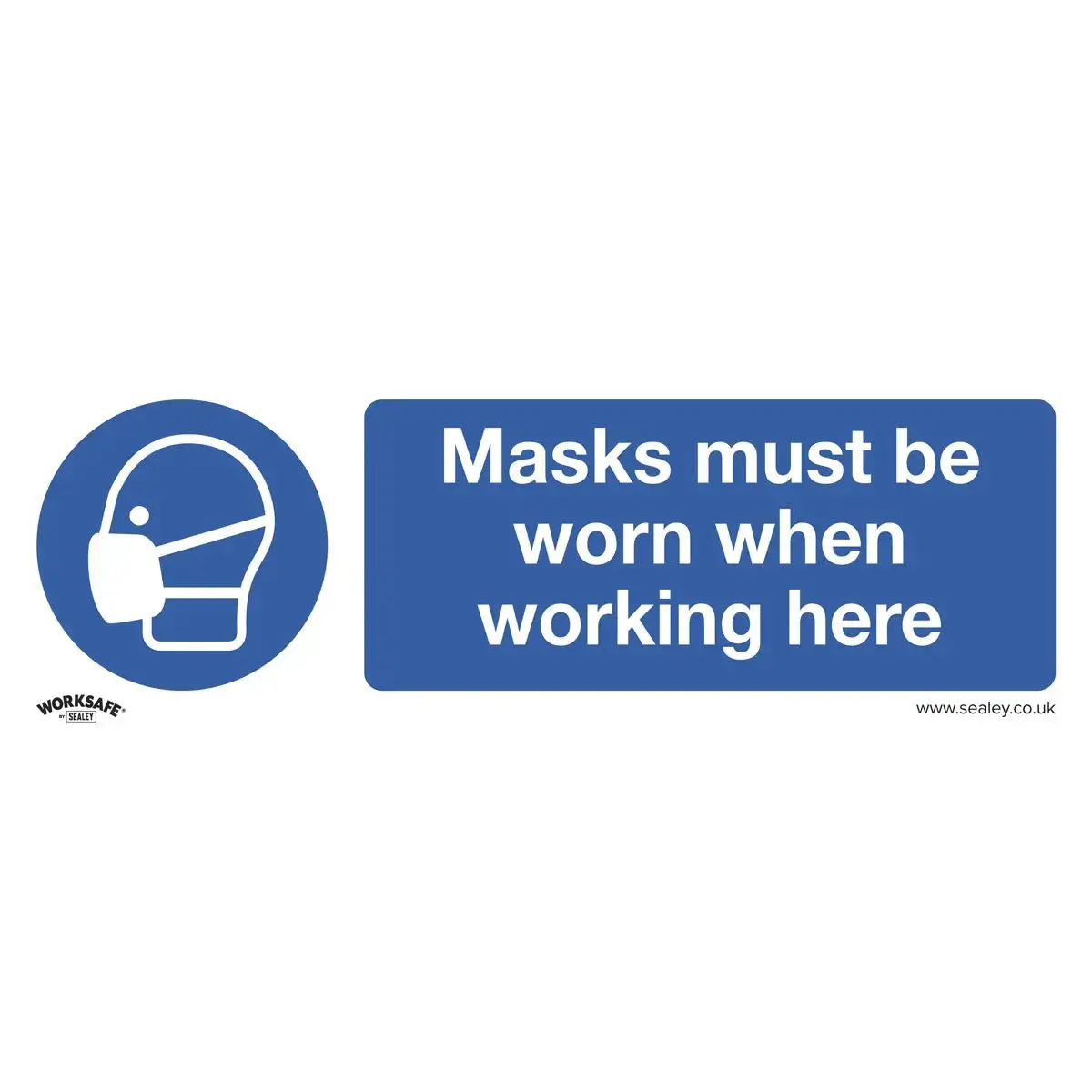 Worksafe By Sealey Mandatory Safety Sign - Masks Must Be Worn - Rigid Plastic 1