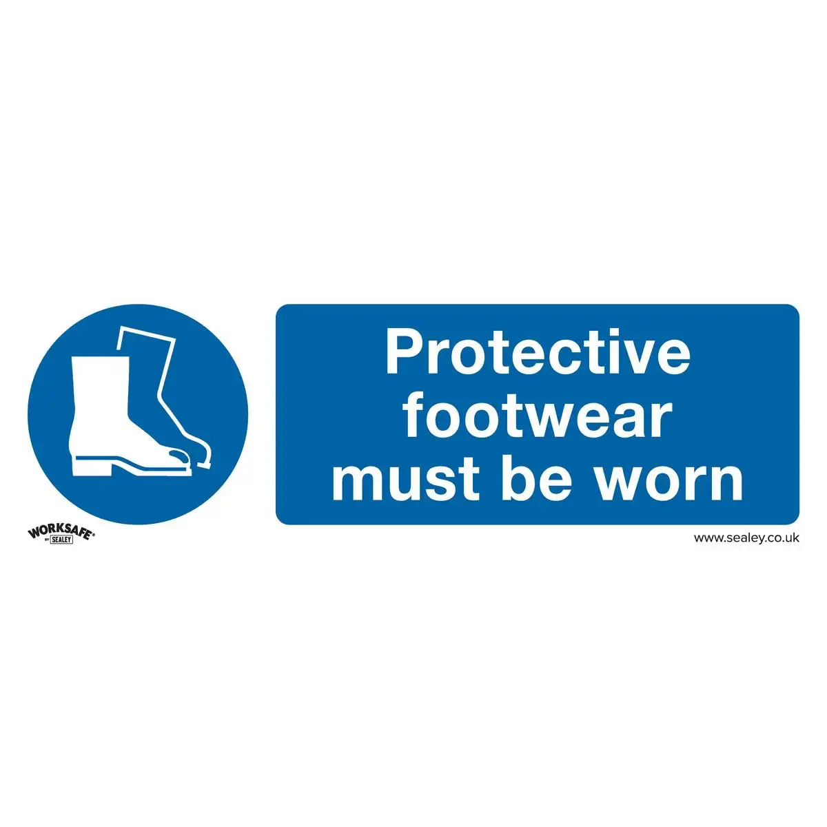 Worksafe By Sealey Mandatory Safety Sign - Protective Footwear Must Be Worn - Rigid Plastic - Pack Of 10 1