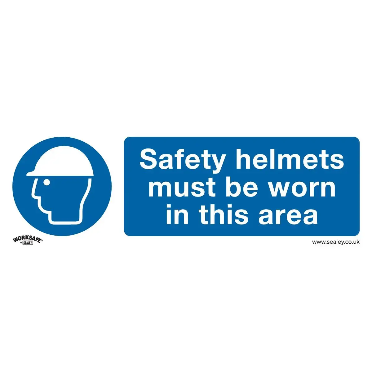 Worksafe By Sealey Mandatory Safety Sign - Safety Helmets Must Be Worn In This Area - Rigid Plastic 1