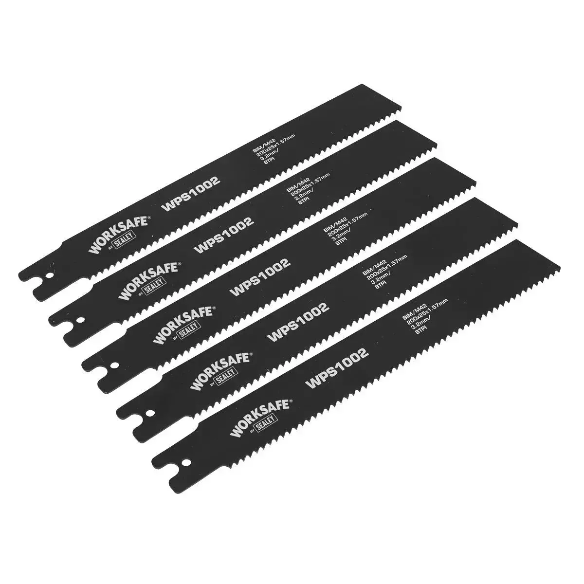 Worksafe By Sealey Pipe Saw Blade 200 X 25 X 1.7Mm 8Tpi - Pack Of 5 1
