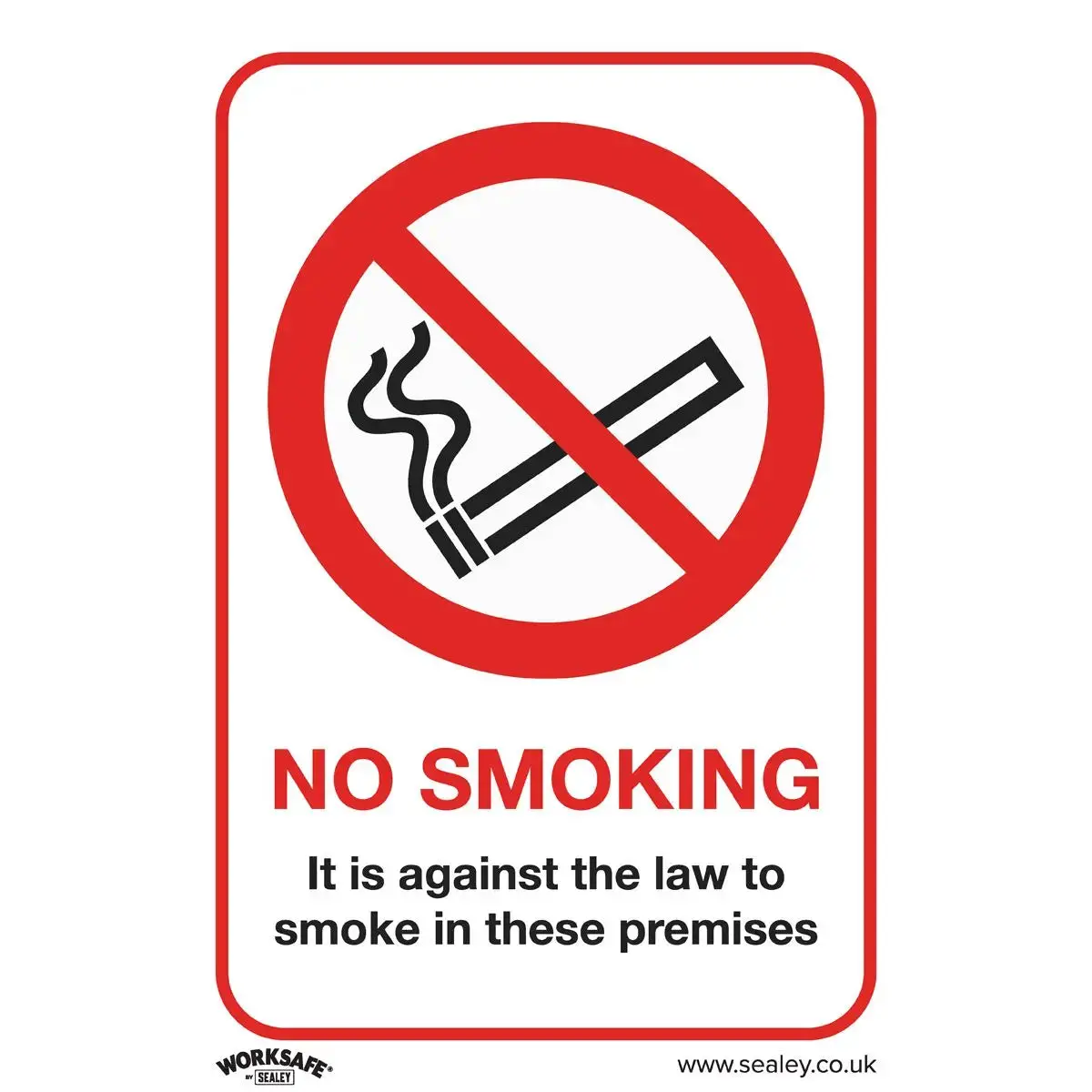 Worksafe By Sealey Prohibition Safety Sign - No Smoking (On Premises) - Rigid Plastic 1