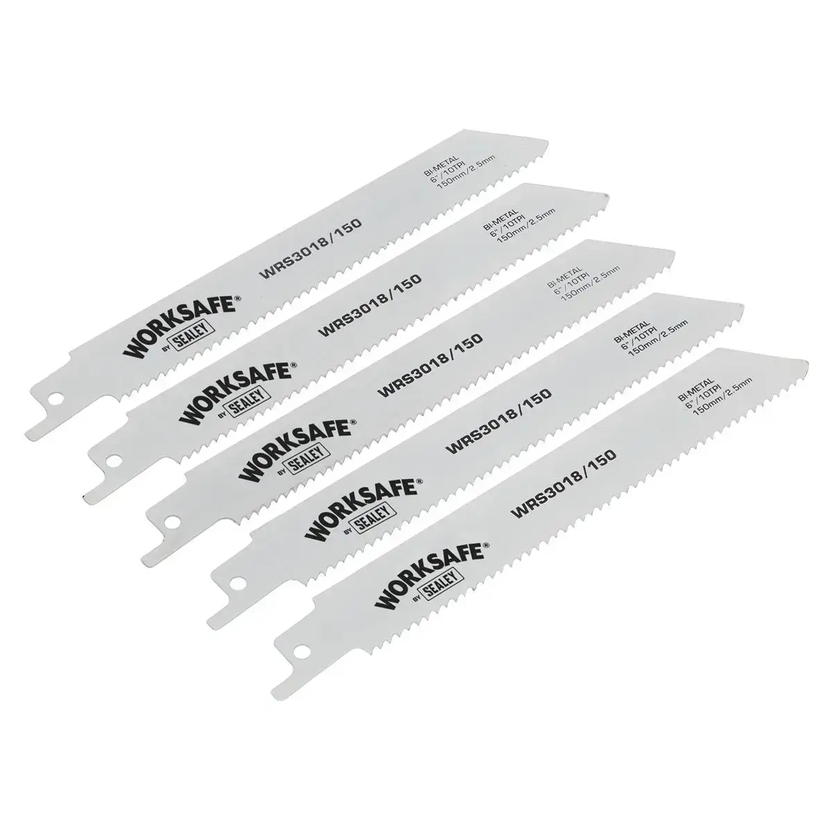 Worksafe By Sealey Reciprocating Saw Blade 150Mm 10Tpi - Pack Of 5 1