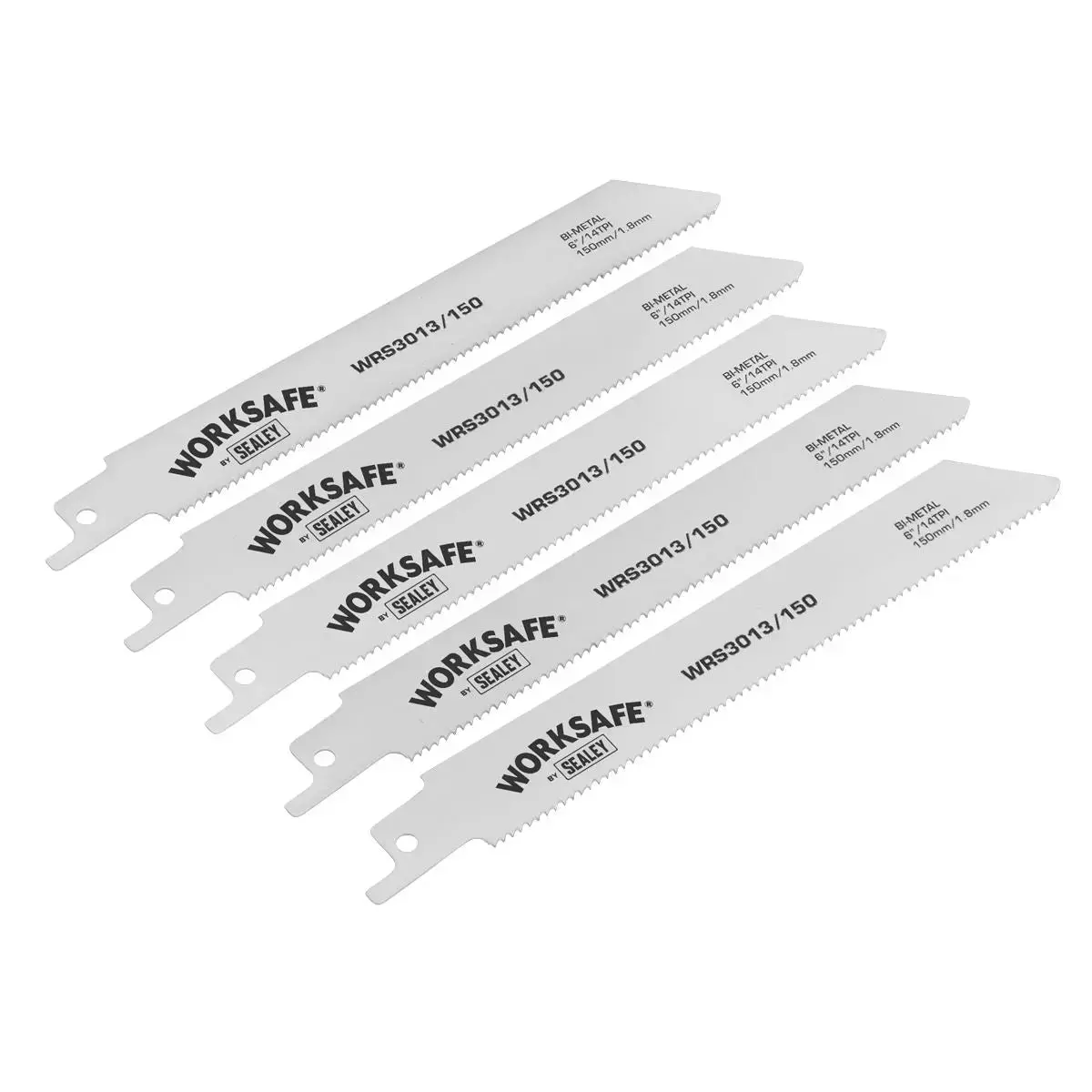 Worksafe By Sealey Reciprocating Saw Blade 150Mm 14Tpi - Pack Of 5 1