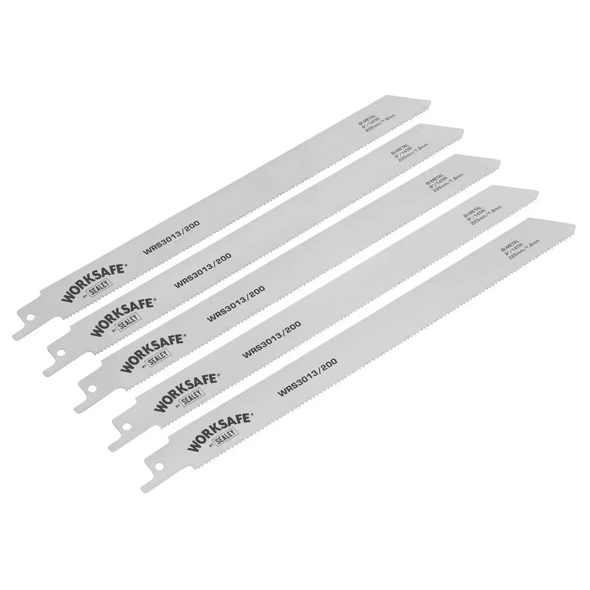 Worksafe By Sealey Reciprocating Saw Blade 225Mm 14Tpi - Pack Of 5 1