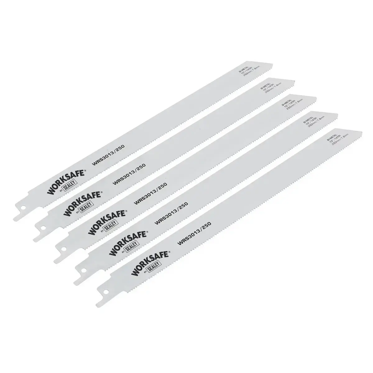 Worksafe By Sealey Reciprocating Saw Blade 250Mm 14Tpi - Pack Of 5 1