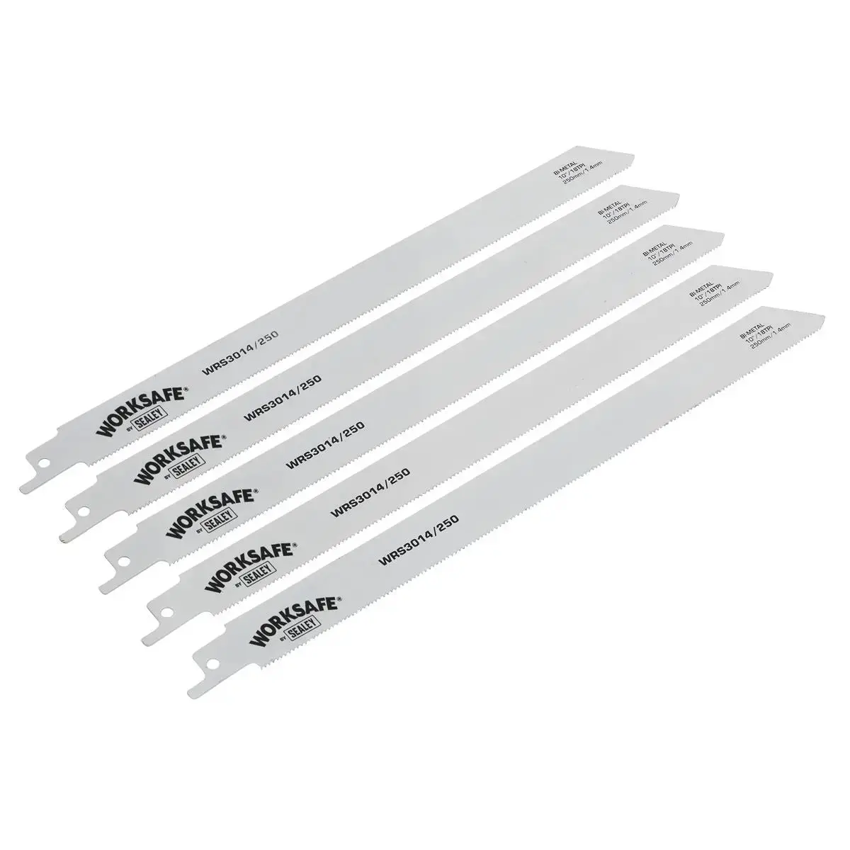Worksafe By Sealey Reciprocating Saw Blade Metal 250Mm 18Tpi - Pack Of 5 1