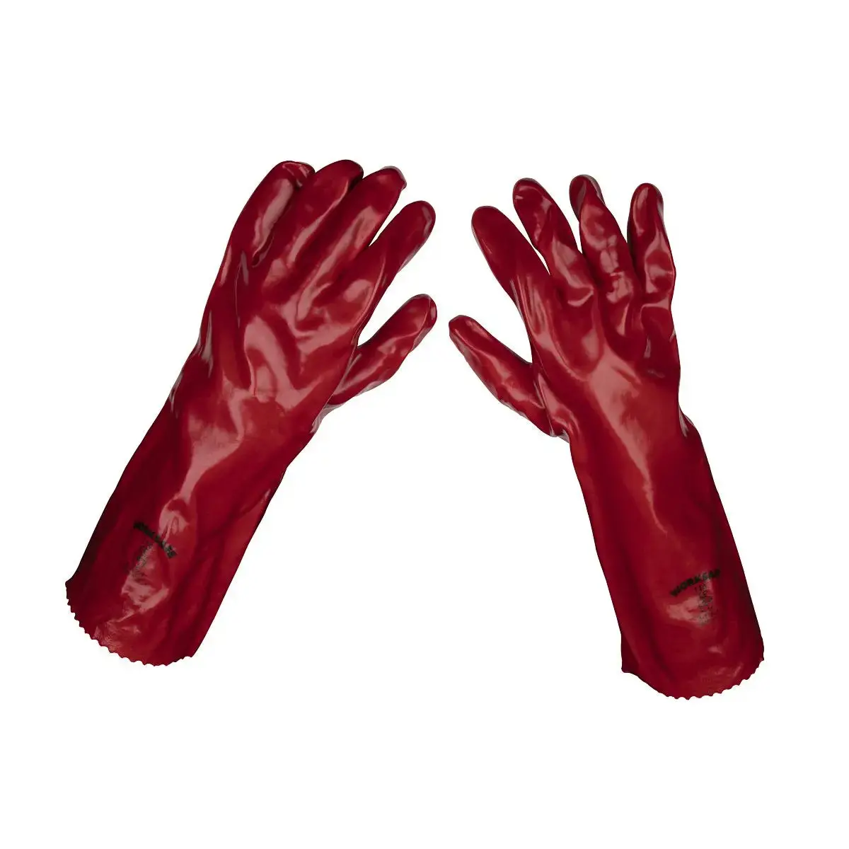 Worksafe By Sealey Red Pvc Gauntlets 450Mm - Pack Of 12 Pairs 1