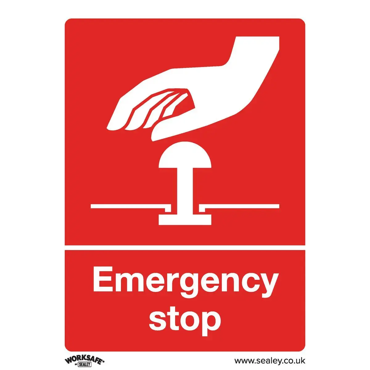 Worksafe By Sealey Safe Conditions Safety Sign - Emergency Stop - Self-Adhesive Vinyl 1