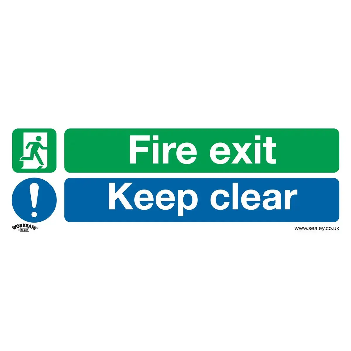 Worksafe By Sealey Safe Conditions Safety Sign - Fire Exit Keep Clear - Self-Adhesive Vinyl - Pack Of 10 1