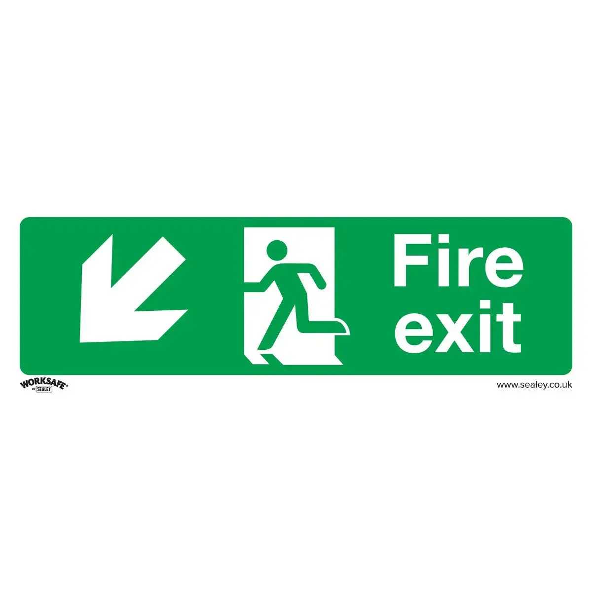 Worksafe By Sealey Safe Conditions Safety Sign - Fire Exit (Down Left) - Self-Adhesive Vinyl - Pack Of 10 1