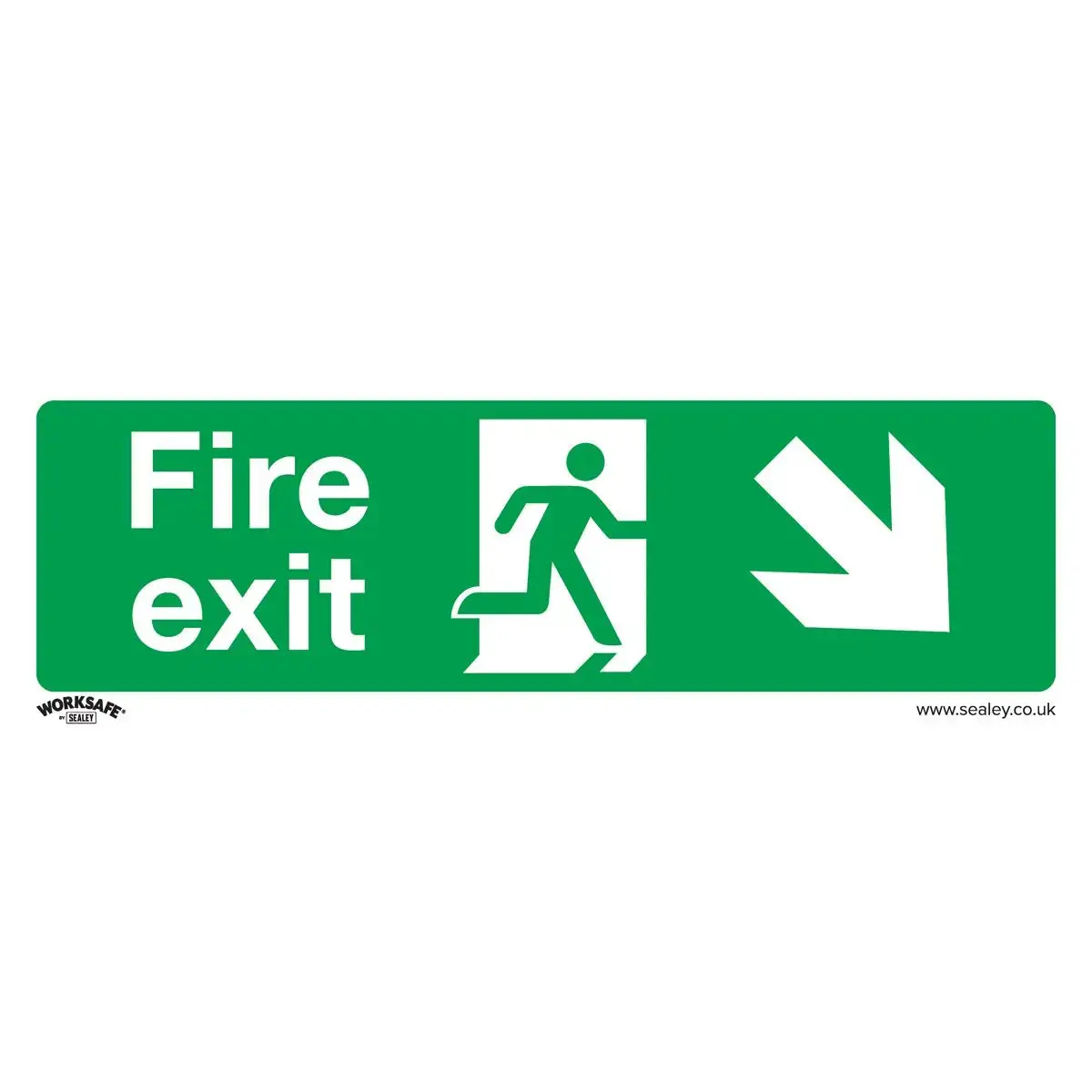Worksafe By Sealey Safe Conditions Safety Sign - Fire Exit (Down Right) - Rigid Plastic 1