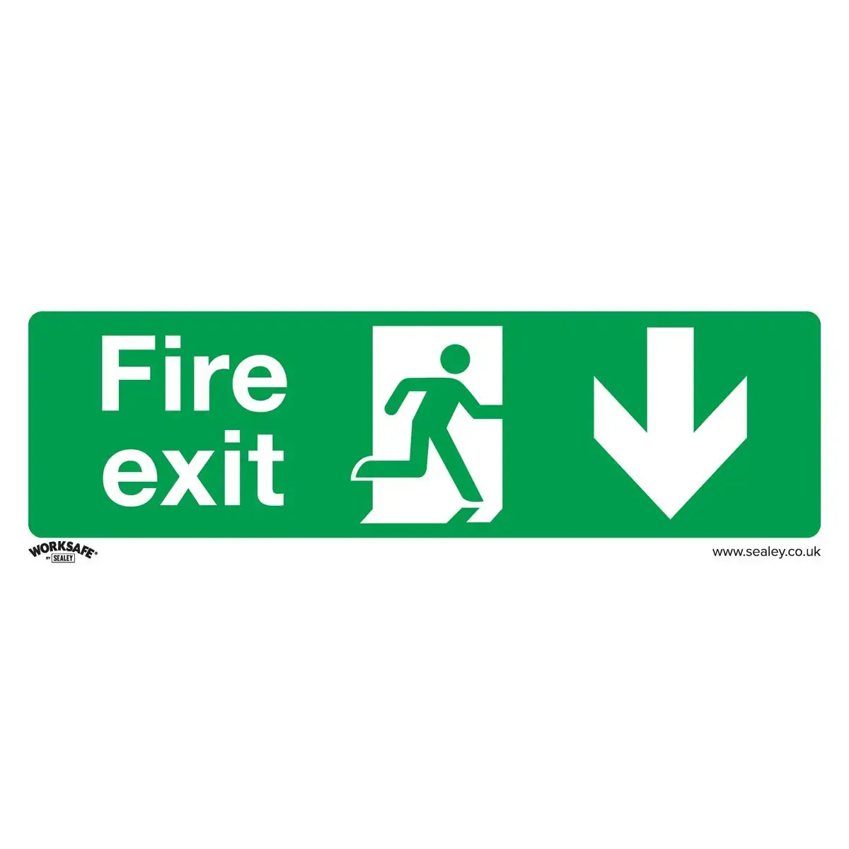 Worksafe By Sealey Safe Conditions Safety Sign - Fire Exit (Down) - Self-Adhesive Vinyl 1