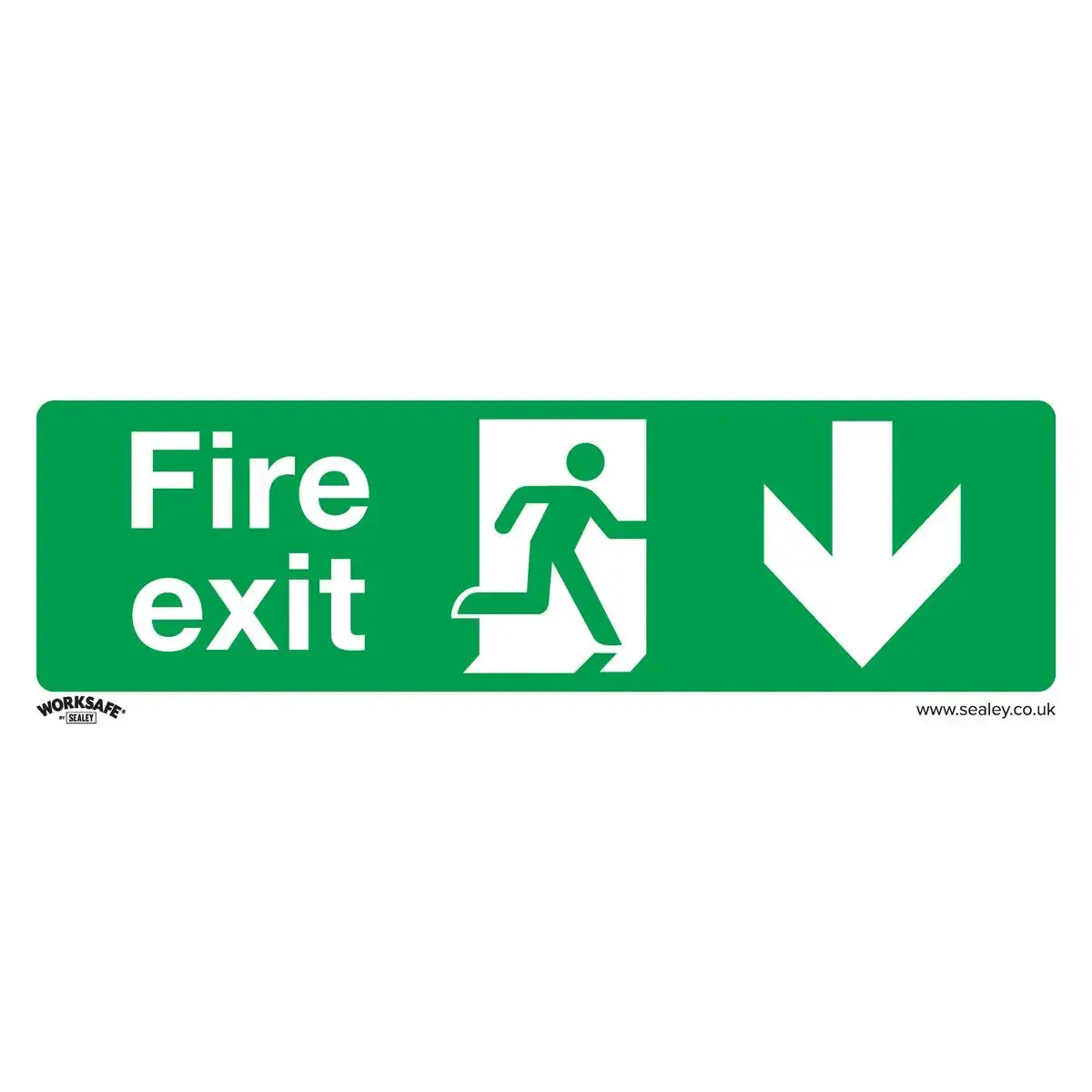 Worksafe By Sealey Safe Conditions Safety Sign - Fire Exit (Down) - Self-Adhesive Vinyl - Pack Of 10 1