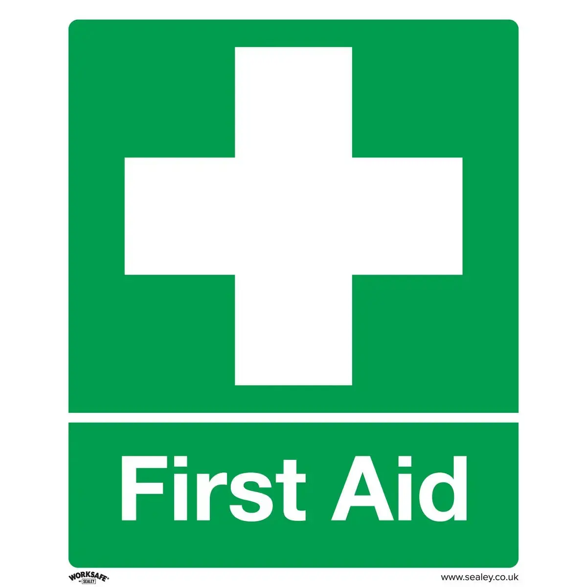 Worksafe By Sealey Safety Sign - First Aid - Rigid Plastic 1