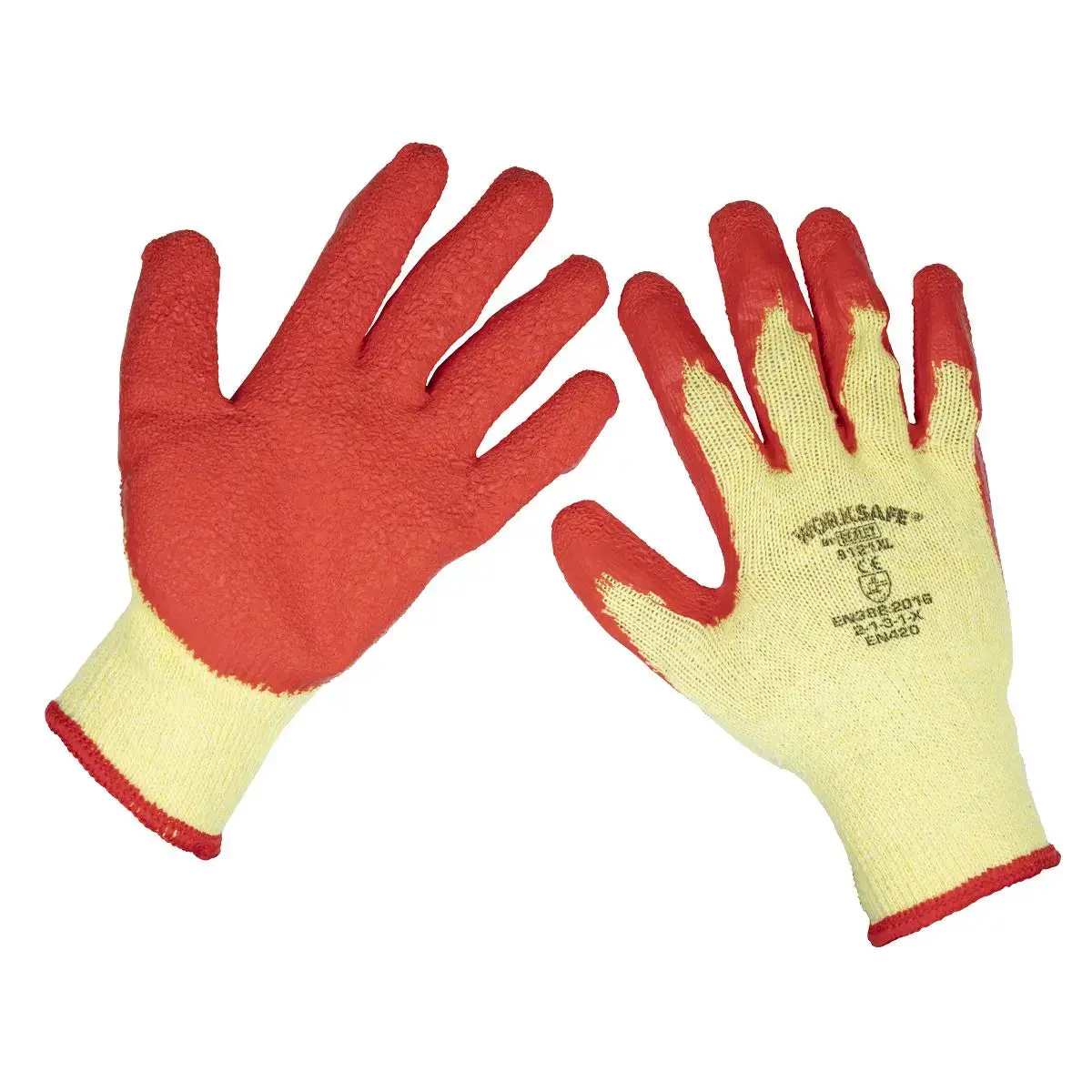 Worksafe By Sealey Super Grip Knitted Gloves Latex Palm (X-Large) - Pack Of 12 Pairs 1
