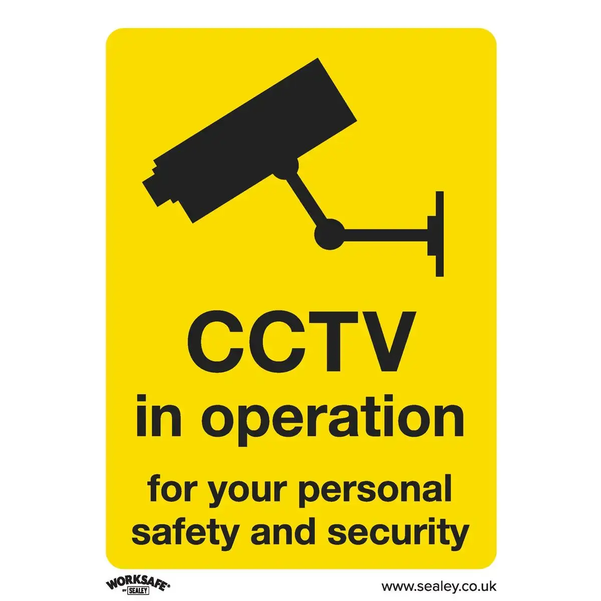 Worksafe By Sealey Warning Safety Sign - Cctv - Rigid Plastic - Pack Of 10 1