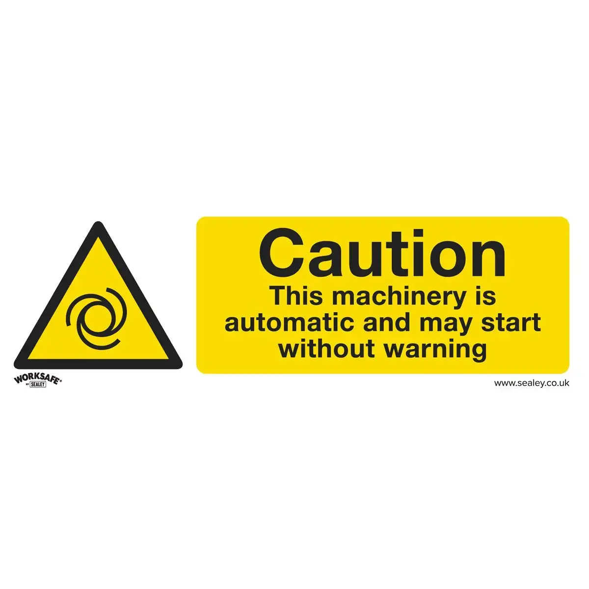 Worksafe By Sealey Warning Safety Sign - Caution Automatic Machinery - Self-Adhesive Vinyl 1