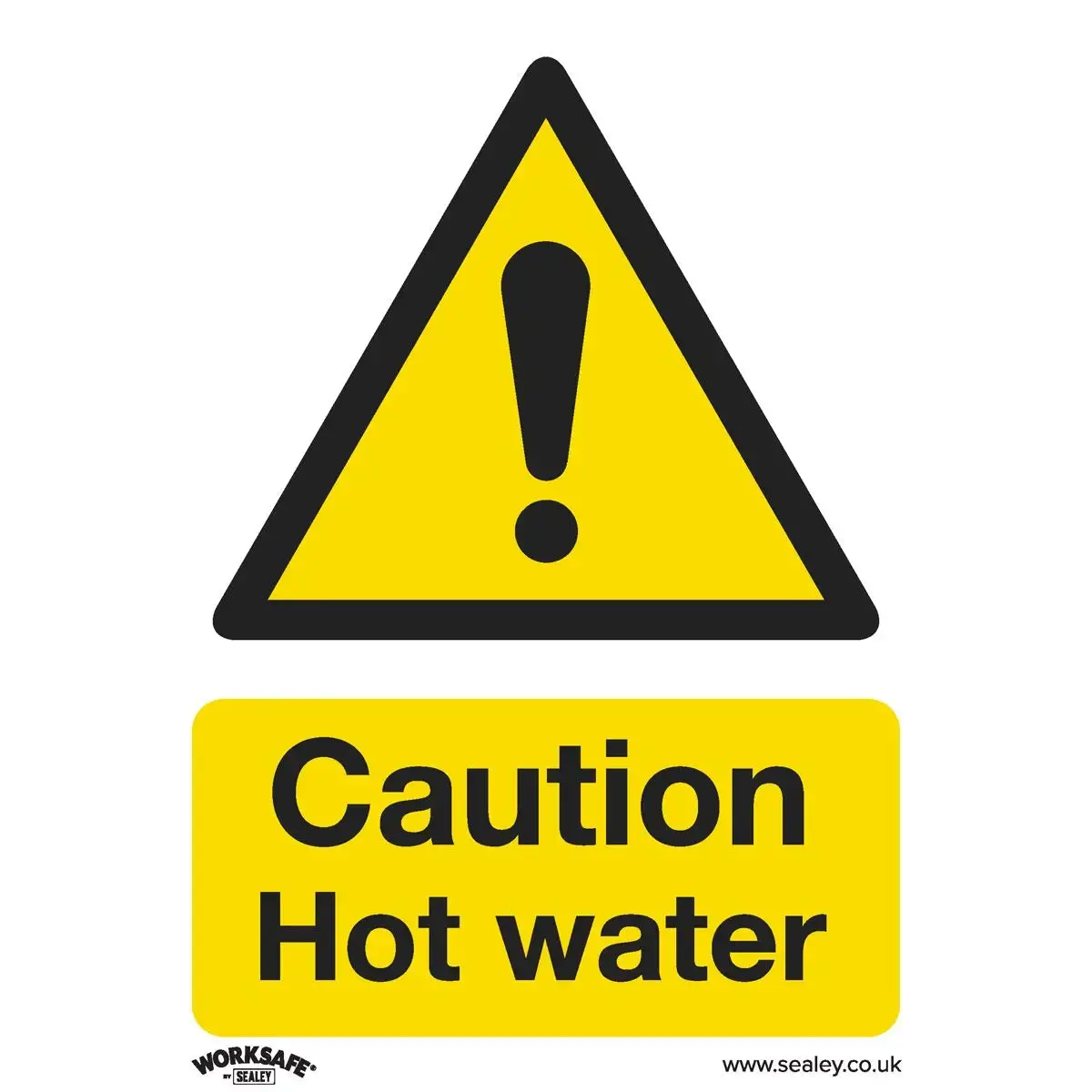 Worksafe By Sealey Warning Safety Sign - Caution Hot Water - Self-Adhesive Vinyl 1