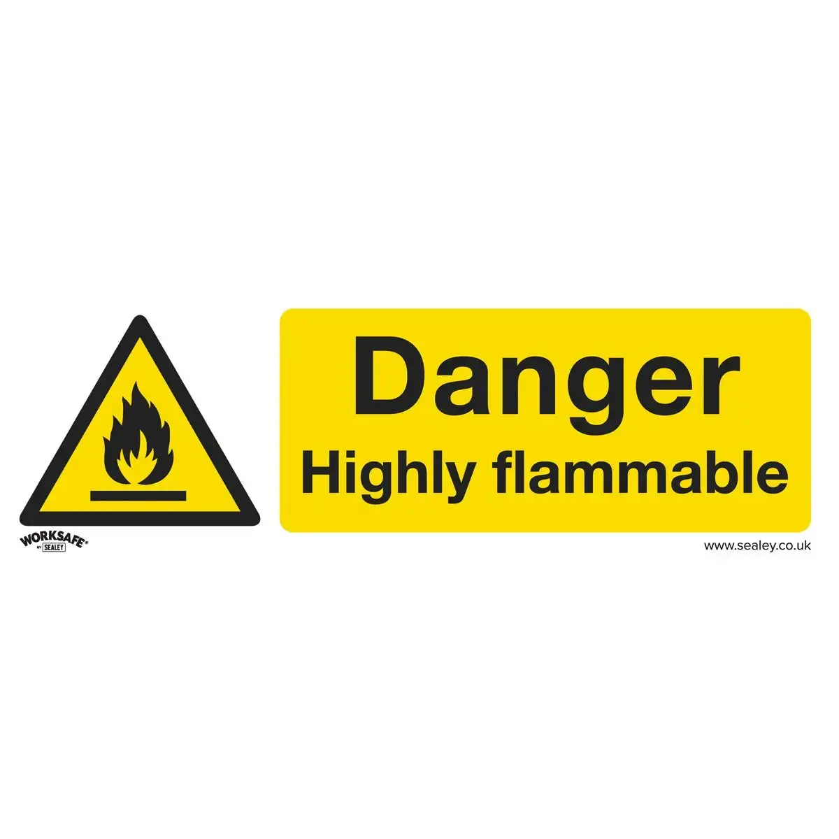 Worksafe By Sealey Warning Safety Sign - Danger Highly Flammable - Rigid Plastic - Pack Of 10 1
