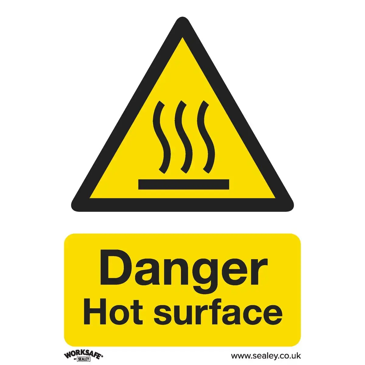 Worksafe By Sealey Warning Safety Sign - Danger Hot Surface - Rigid Plastic - Pack Of 10 1